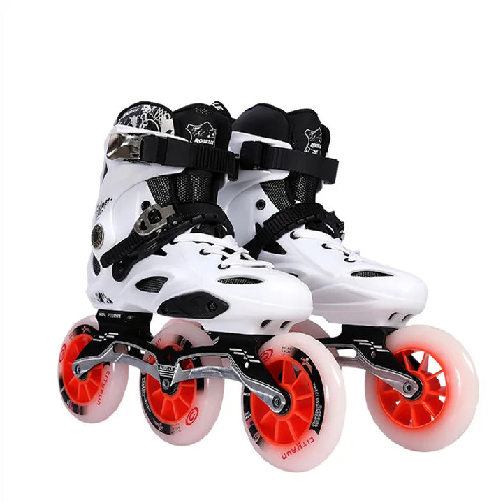 "New Arrival ROSELLE RX6 Street Speed Fight Race 110mm Big Wheel Fast Speed Inline Roller Skates 3X110 Single Line CITYRUN 85A PU: High-speed inline roller skates with 110mm big wheels. Explore now!"