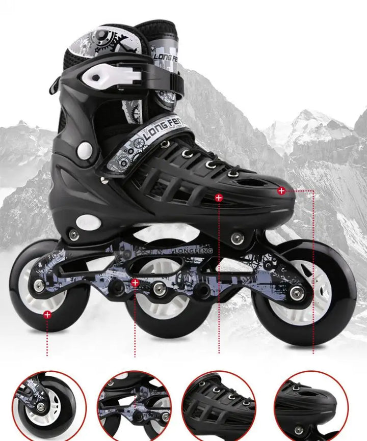 3 wheels inline skates adjustable size adult  specification