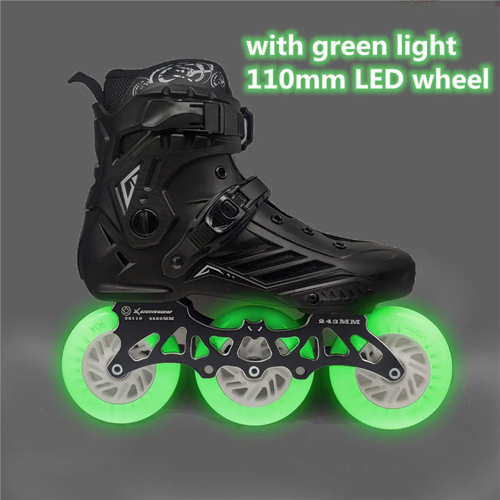 led inline skate shoes green light 110mm