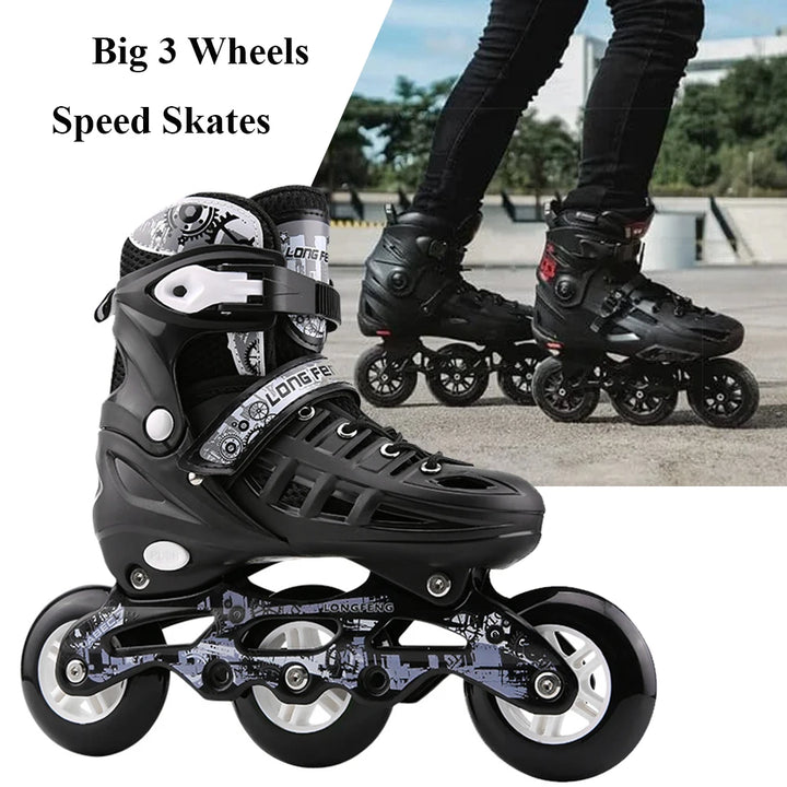 3 wheels inline skates adjustable size adult 