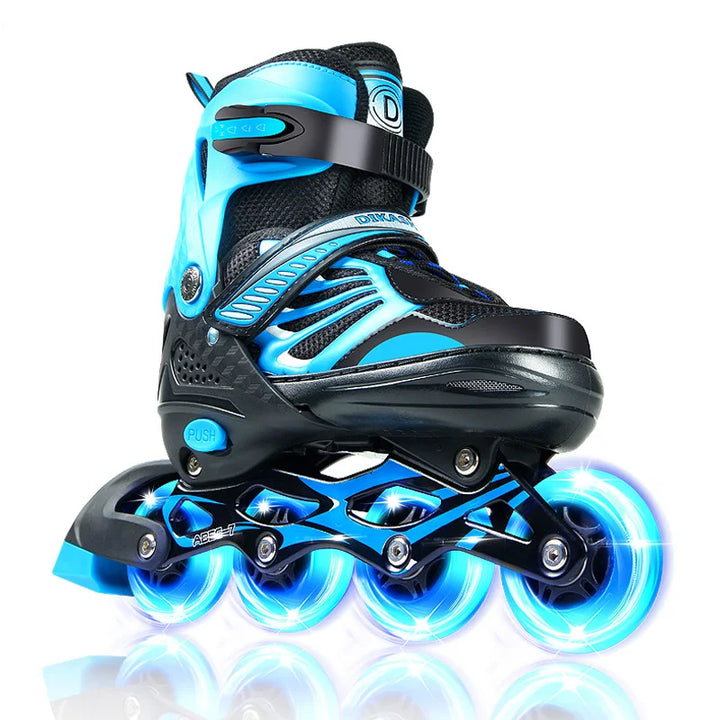 Professional Adjustable Roller Skates Kids Lighted Flash Child Inline Skating Shoes 4 Wheels Sneakers Beginner Boy And Girl Gift