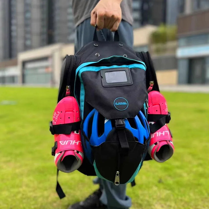 "Professional Speed Skating Bag: Adult and Children Quad Roller Skates, Inline Skates, Ice Skates Carry Case - Breathable Storage Backpack"