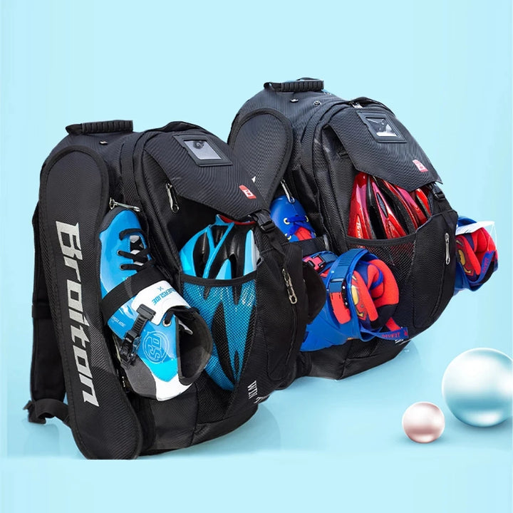 "Professional Waterproof Roller Skating Backpack: Available in Size S/L - Inline Speed, Slalom, Slide Roller Skates Bag in Black, Blue, Rose"